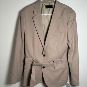 New with Tags ASOS Men's Beige Blazer with attached belt. Men’s size 42R